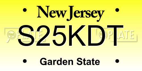S25KDT New Jersey License Plate