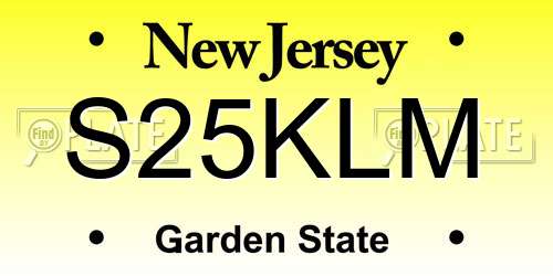 S25KLM New Jersey License Plate