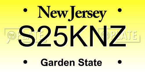 S25KNZ New Jersey License Plate