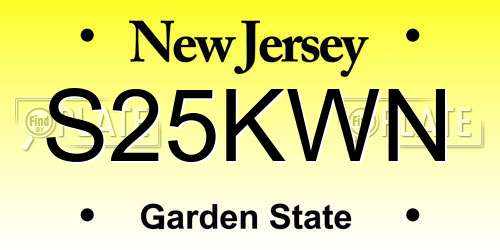 S25KWN New Jersey License Plate