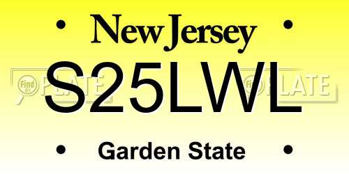 S25LWL New Jersey License Plate
