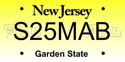 S25MAB New Jersey License Plate
