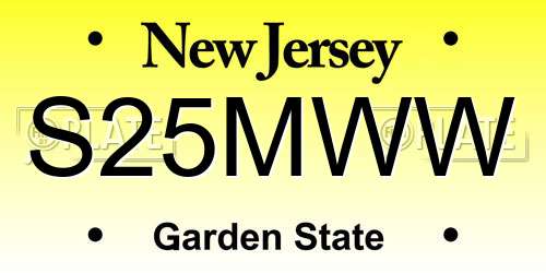 S25MWW New Jersey License Plate