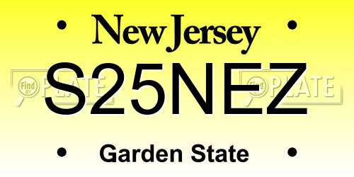 S25NEZ New Jersey License Plate