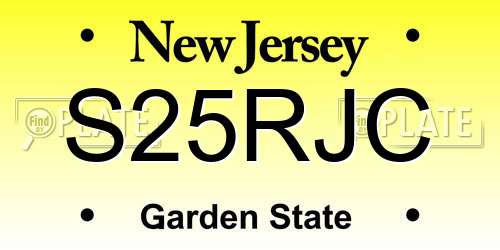 S25RJC New Jersey License Plate