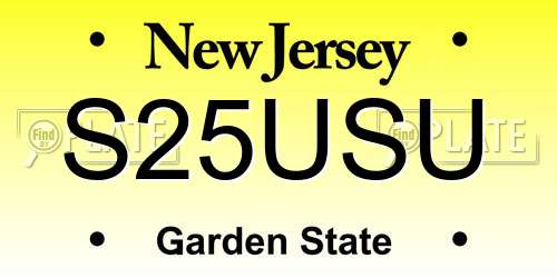 S25USU New Jersey License Plate