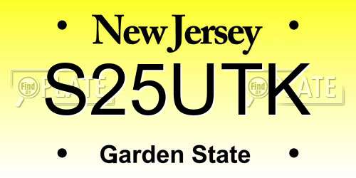 S25UTK New Jersey License Plate