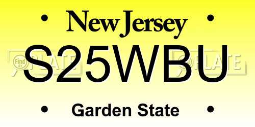S25WBU New Jersey License Plate