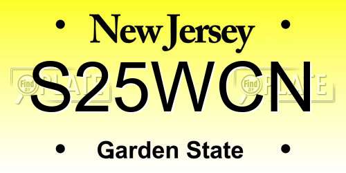 S25WCN New Jersey License Plate