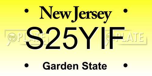 S25YIF New Jersey License Plate