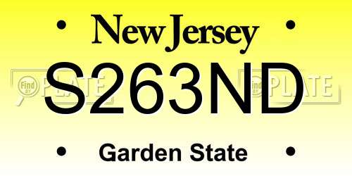 S263ND New Jersey License Plate