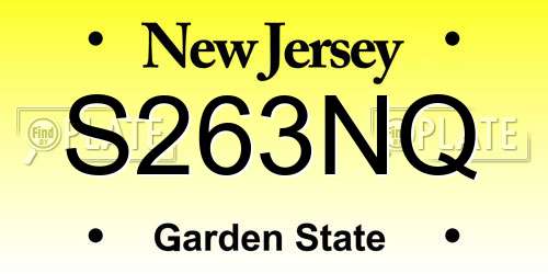 S263NQ New Jersey License Plate