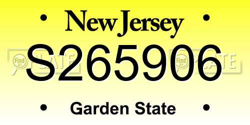 S265906 New Jersey License Plate