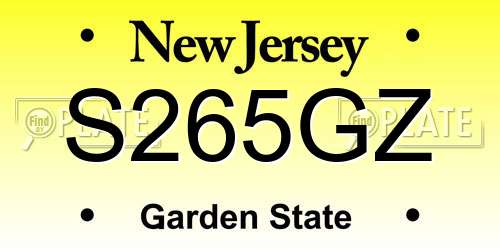 S265GZ New Jersey License Plate