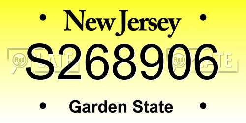 S268906 New Jersey License Plate