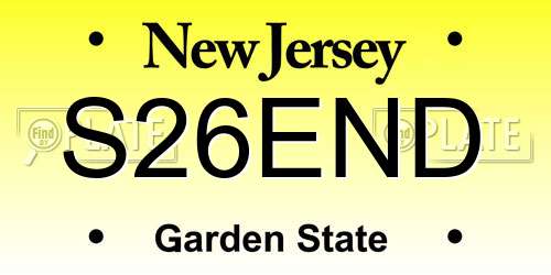 S26END New Jersey License Plate