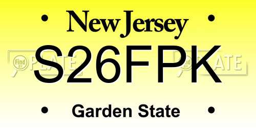 S26FPK New Jersey License Plate