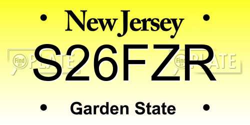 S26FZR New Jersey License Plate
