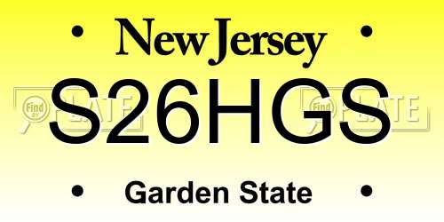 S26HGS New Jersey License Plate