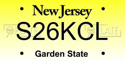 S26KCL New Jersey License Plate