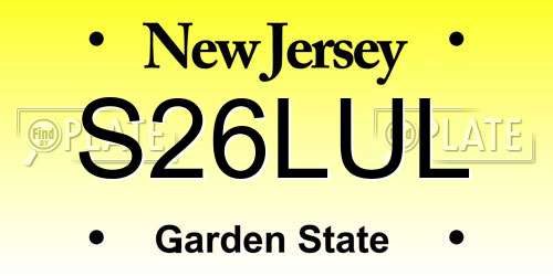 S26LUL New Jersey License Plate