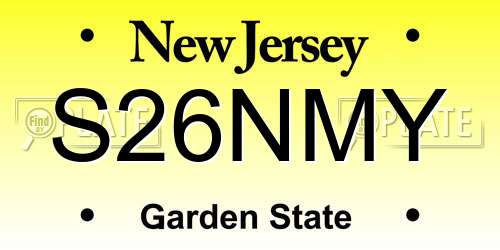 S26NMY New Jersey License Plate
