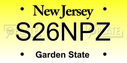 S26NPZ New Jersey License Plate