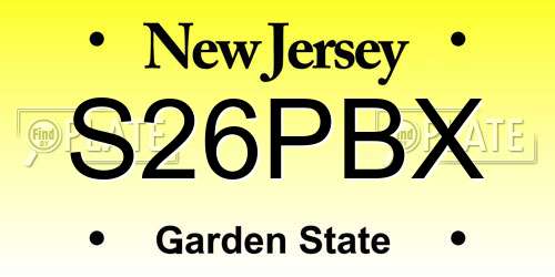 S26PBX New Jersey License Plate
