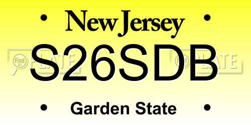 S26SDB New Jersey License Plate