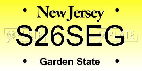 S26SEG New Jersey License Plate
