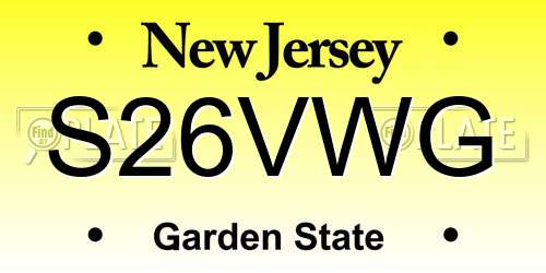 S26VWG New Jersey License Plate