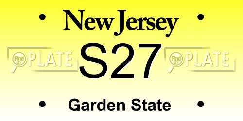 S27 New Jersey License Plate