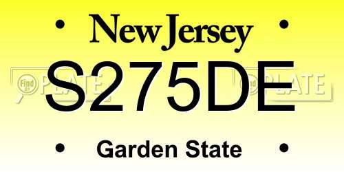 S275DE New Jersey License Plate