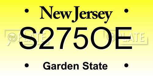 S275OE New Jersey License Plate