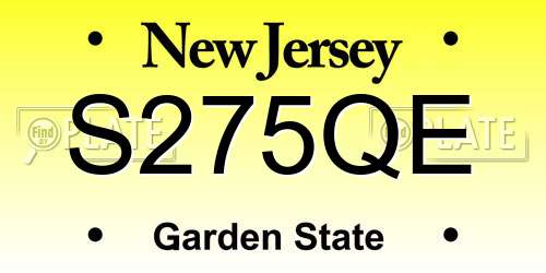 S275QE New Jersey License Plate