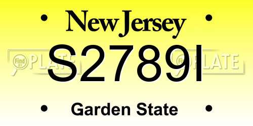 S2789I New Jersey License Plate
