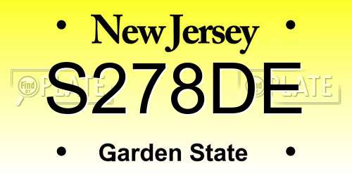S278DE New Jersey License Plate