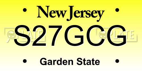 S27GCG New Jersey License Plate