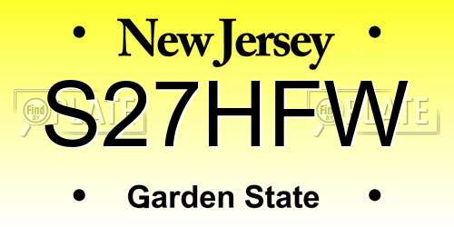 S27HFW New Jersey License Plate