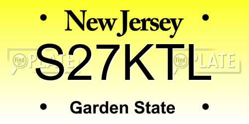 S27KTL New Jersey License Plate