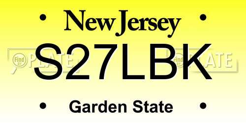 S27LBK New Jersey License Plate