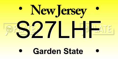 S27LHF New Jersey License Plate