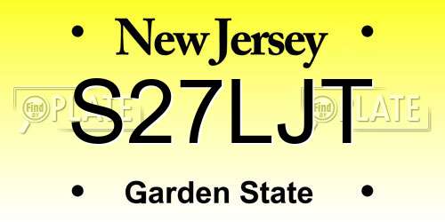 S27LJT New Jersey License Plate