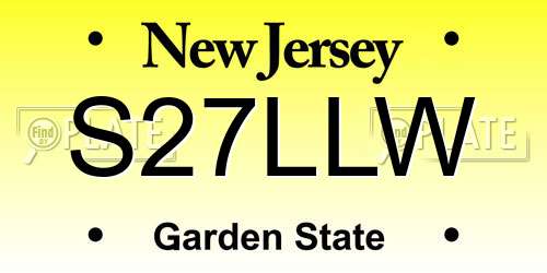 S27LLW New Jersey License Plate