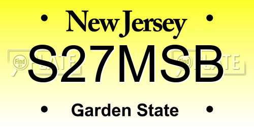 S27MSB New Jersey License Plate