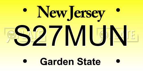 S27MUN New Jersey License Plate