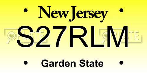 S27RLM New Jersey License Plate