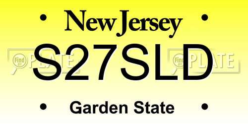 S27SLD New Jersey License Plate