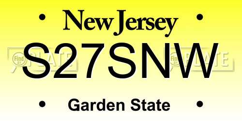 S27SNW New Jersey License Plate