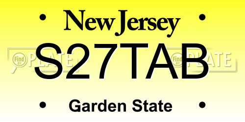 S27TAB New Jersey License Plate